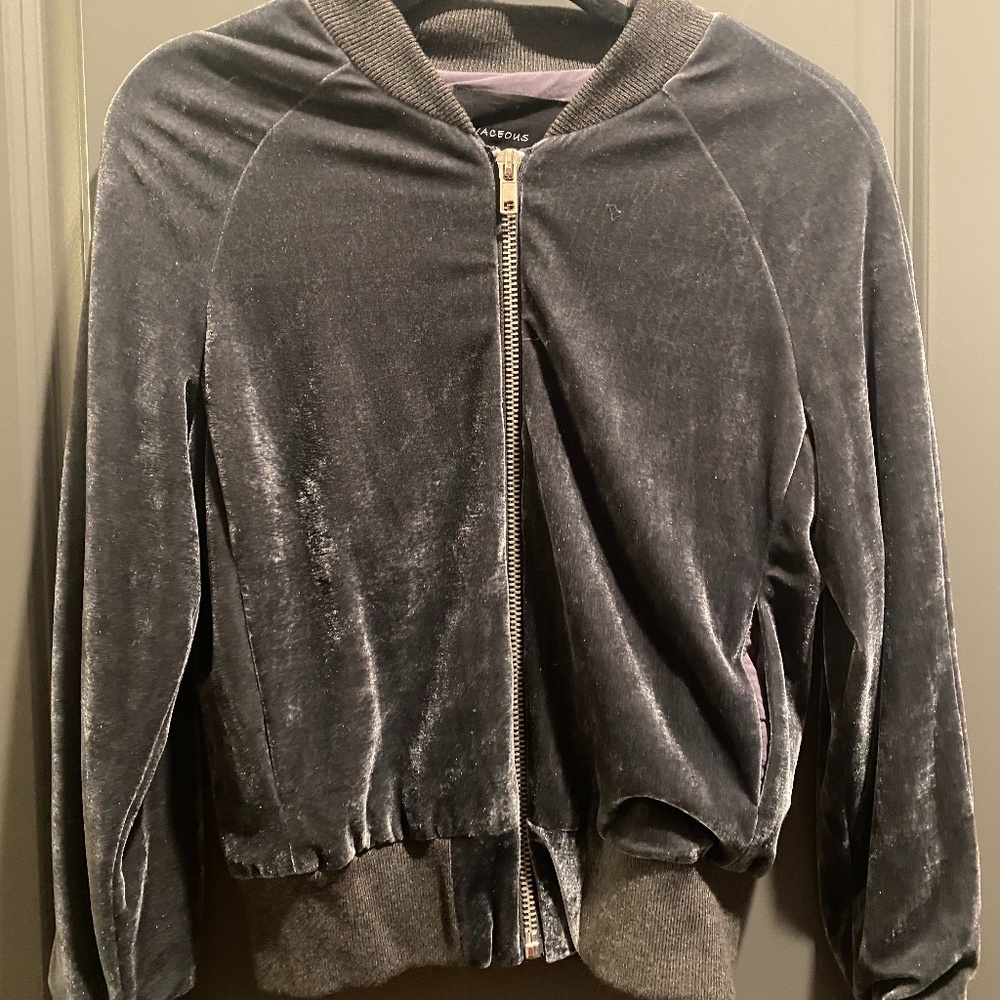 Olivaceous Velour Bomber Jacket